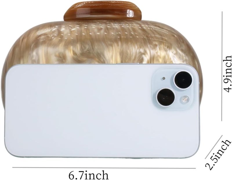 GSYPS Acrylic Evening Clutch Bag for Women Shell Shape Shoulder Crossbody Bag Glitter Marble Purse Handbag - Image 2